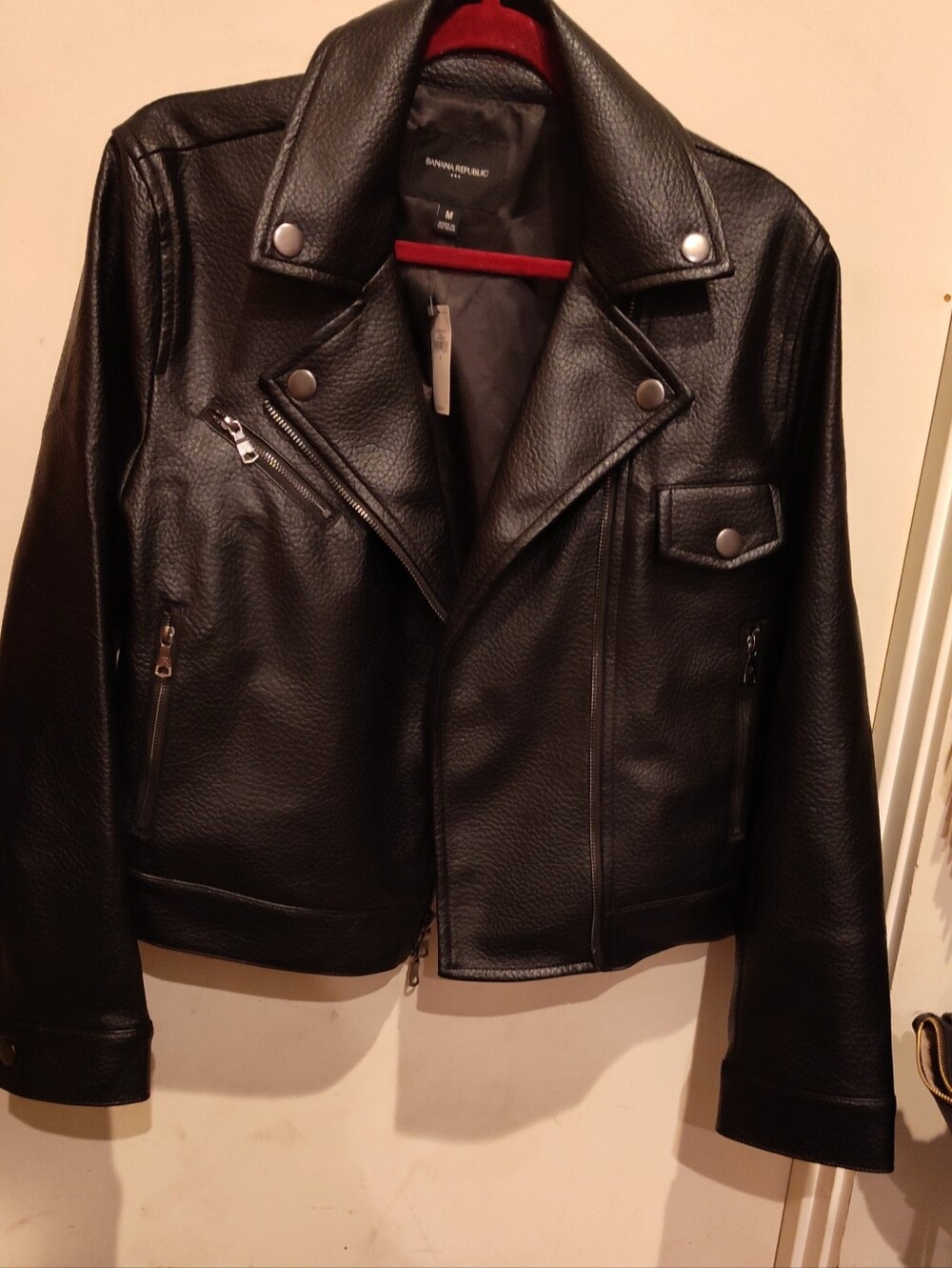 Banana Republic Black Faux Leather Moto-Style Jacket